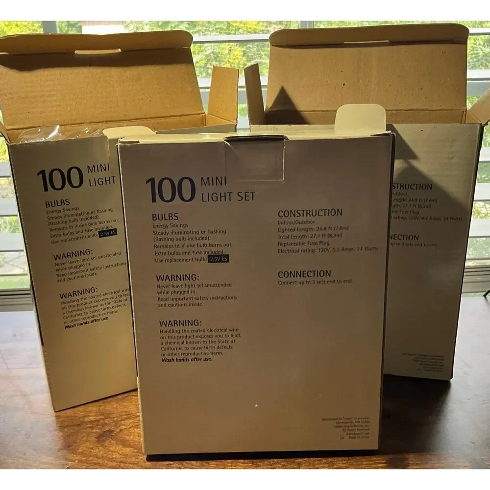 NIB Christmas Holiday Lights 100 ct Clear Mini Light Set 3 Boxes Indoor Outdoor